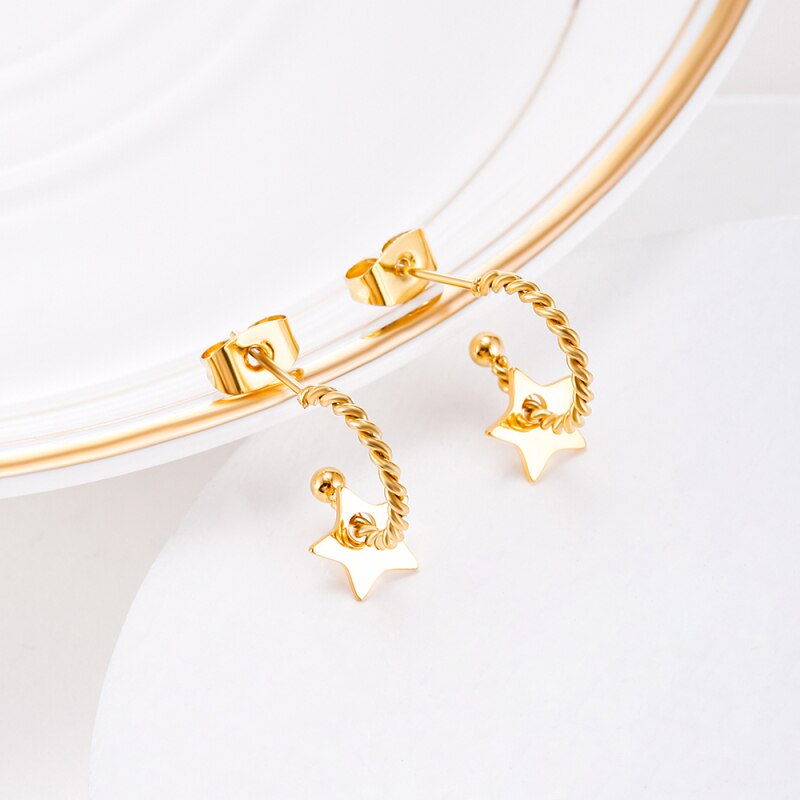 Stainless Steel Star Earrings Gold Color Korean Earrings For Women Lover Trendy Jewelry Accessories Gift  2022