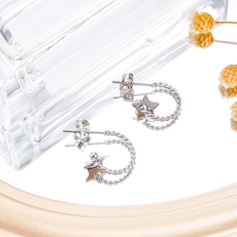 Stainless Steel Star Earrings Gold Color Korean Earrings For Women Lover Trendy Jewelry Accessories Gift  2022