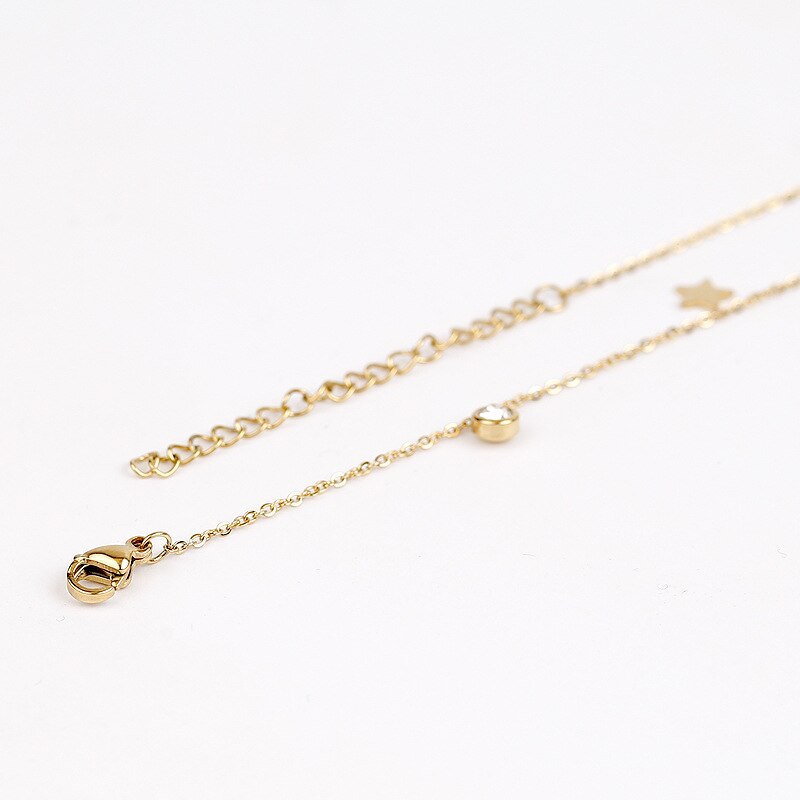 Stainless Steel Star Necklace For Women Colorful Rhinestone Crystal Pendant Necklace Charms Choker Jewelry Gift Collier Female