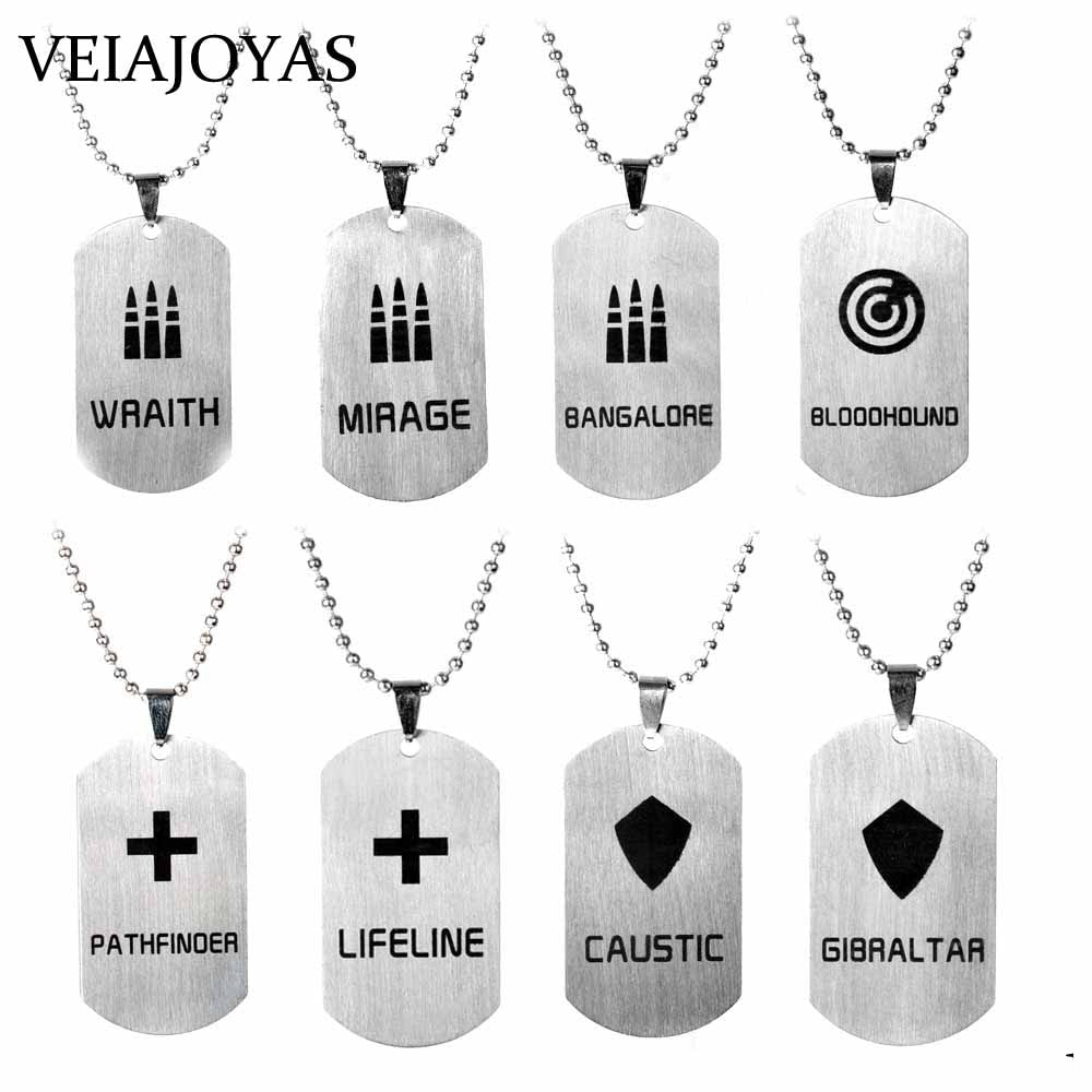 Stainless Steel Statement Necklaces 2022 Game Apex Legends Hero Logo Pendant Necklace Beads Chain Jewelry Women Gift