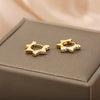Stainless Steel Sun Flower Earrings For Women Gold Color Cute Hollow Floral Hoop Earrings 2023 Trend Jewelry brincos femme