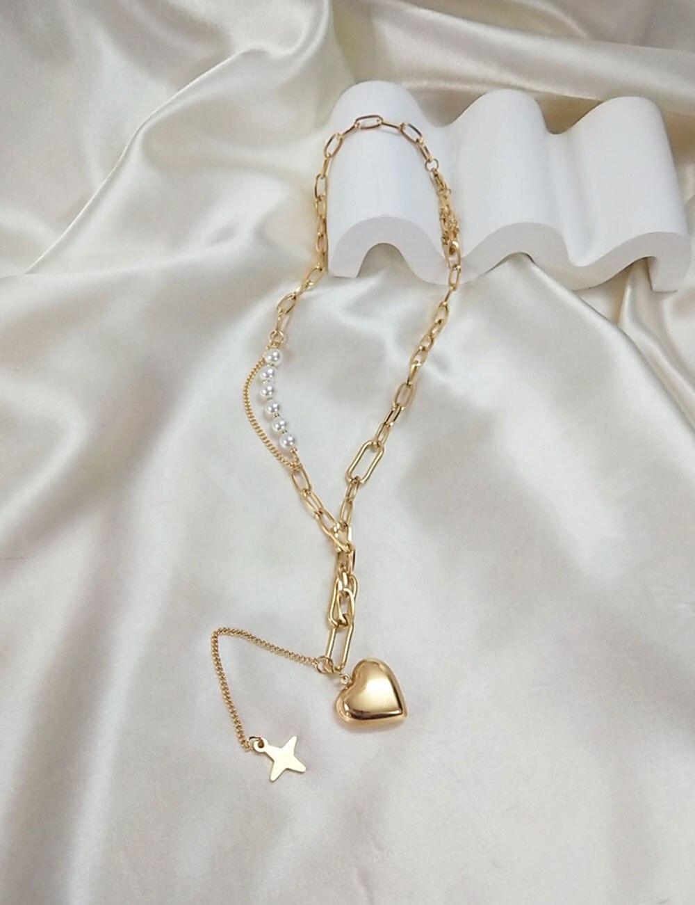 Stainless Steel Temperament Gold Heart Pendant Necklace Charming Women's Wedding Party Jewelry Romantic Valentine's Day Gifts