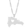 Stainless Steel The Dominican Republic Map Pendant Necklace for Women Dominican Map Jewelry