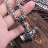 Stainless Steel Thor's Hammer Necklace Viking Dragon Necklace For Men Jewelry Talisman with wooden box as gift