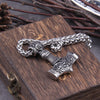 Stainless Steel Thor's Hammer Necklace Viking Dragon Necklace For Men Jewelry Talisman with wooden box as gift