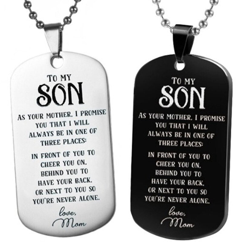 Stainless Steel To My Son From Mom Necklace I Love You Tag Pendant Necklace Key Chain Keyring