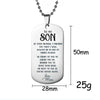 Stainless Steel To My Son From Mom Necklace I Love You Tag Pendant Necklace Key Chain Keyring
