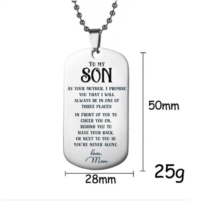 Stainless Steel To My Son From Mom Necklace I Love You Tag Pendant Necklace Key Chain Keyring