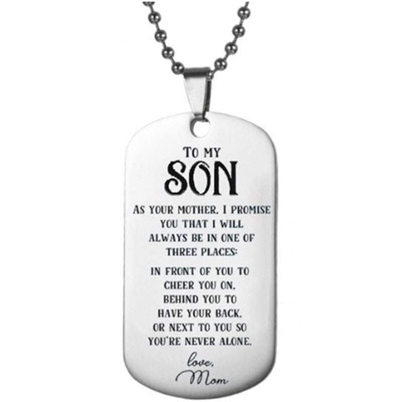 Stainless Steel To My Son From Mom Necklace I Love You Tag Pendant Necklace Key Chain Keyring