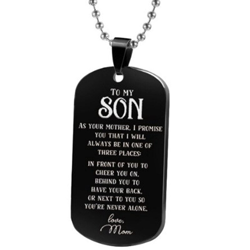 Stainless Steel To My Son From Mom Necklace I Love You Tag Pendant Necklace Key Chain Keyring