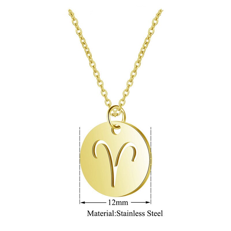 Stainless Steel Twelve Constellations Charms Necklace Leo Aries Taurus Gemini Cancer Virgo Libra Scorpio Sagittarius Capricorn