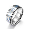 Stainless Steel Viking Rune Pattern Ring Couple Ring Metal Ring Accessories Party Jewelry Blue White Black Three Colors