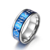 Stainless Steel Viking Rune Pattern Ring Couple Ring Metal Ring Accessories Party Jewelry Blue White Black Three Colors