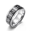 Stainless Steel Viking Rune Pattern Ring Couple Ring Metal Ring Accessories Party Jewelry Blue White Black Three Colors