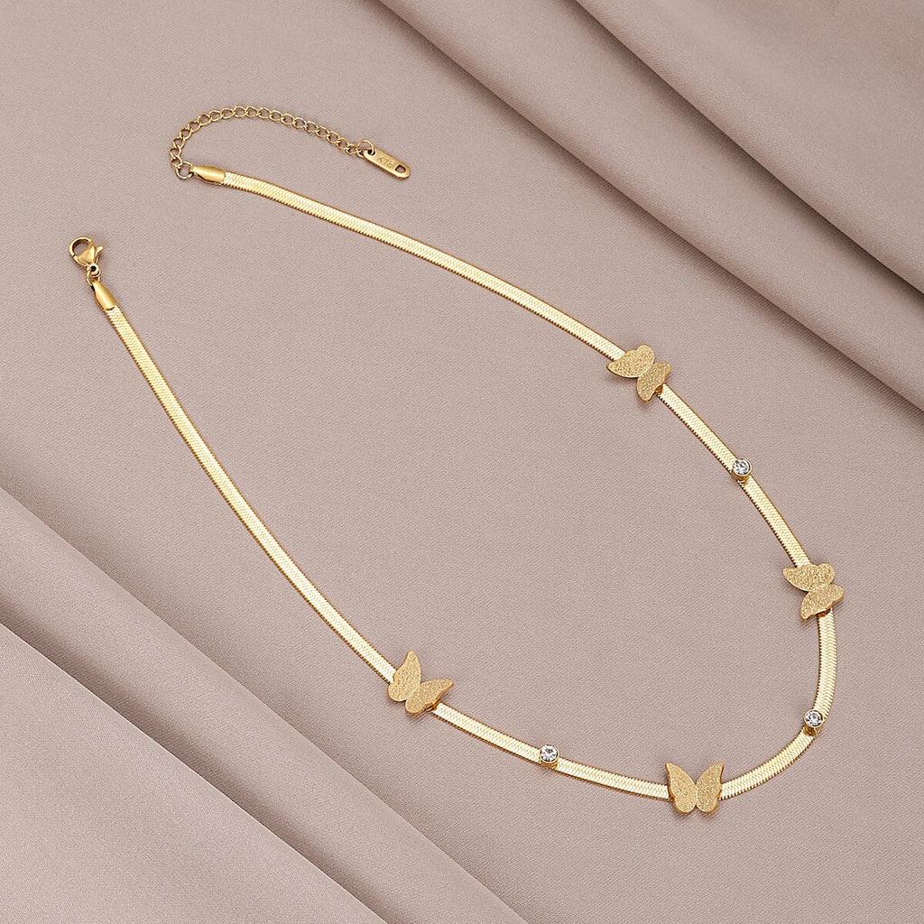 Stainless Steel Vintage Butterfly Necklaces Pendants Tassel Aesthetic Charms  Blade Snake Chains Choker For Women Jewelry Gifts