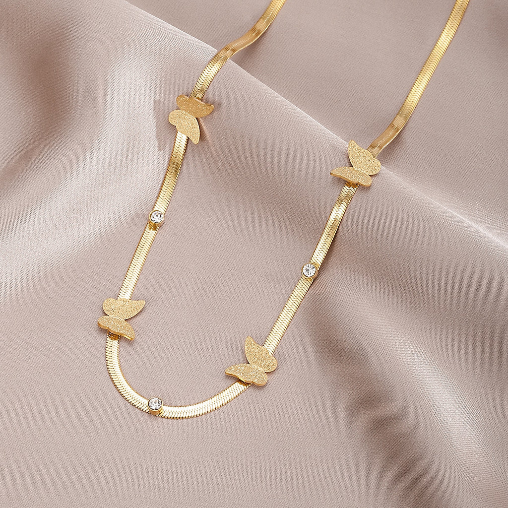 Stainless Steel Vintage Butterfly Necklaces Pendants Tassel Aesthetic Charms  Blade Snake Chains Choker For Women Jewelry Gifts