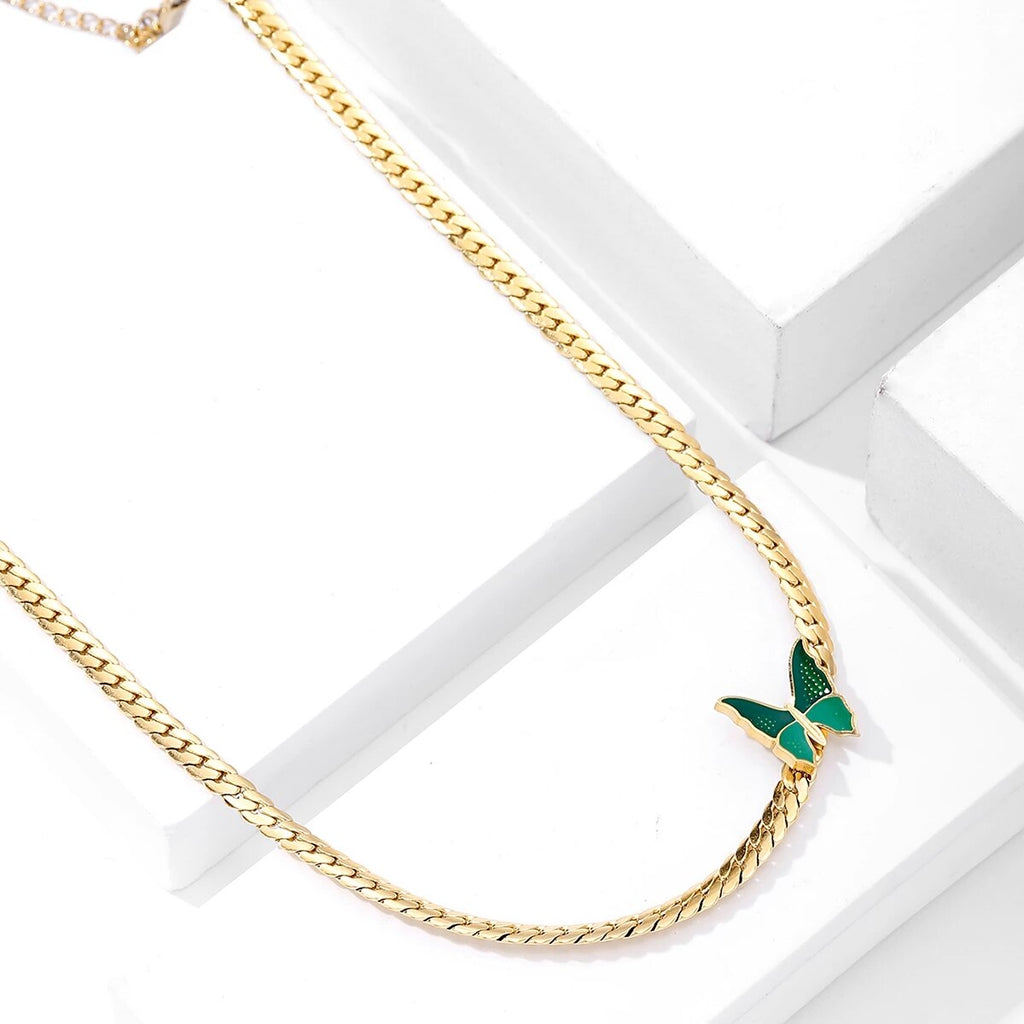 Stainless Steel Vintage Butterfly Necklaces Pendants Tassel Aesthetic Charms  Blade Snake Chains Choker For Women Jewelry Gifts