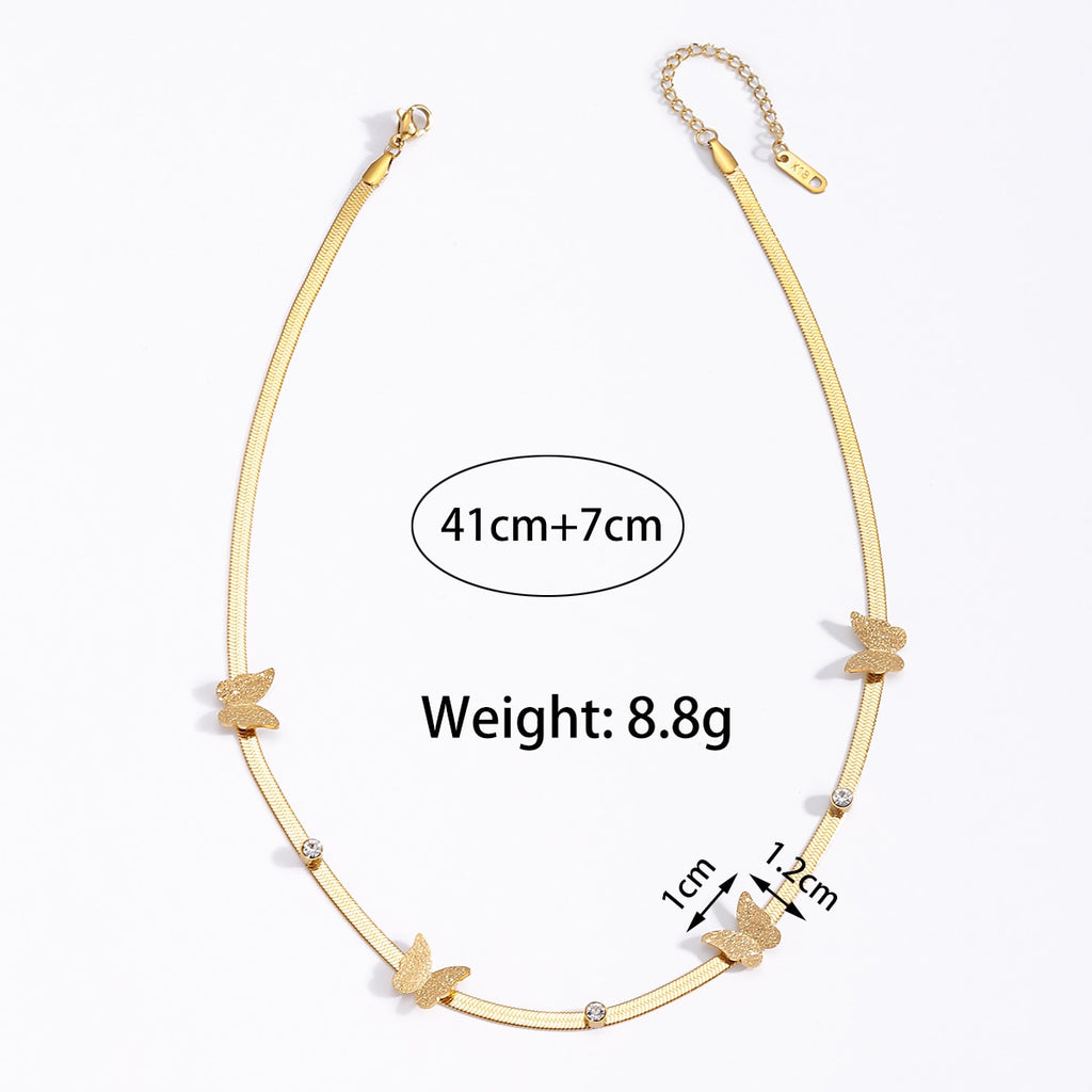 Stainless Steel Vintage Butterfly Necklaces Pendants Tassel Aesthetic Charms  Blade Snake Chains Choker For Women Jewelry Gifts