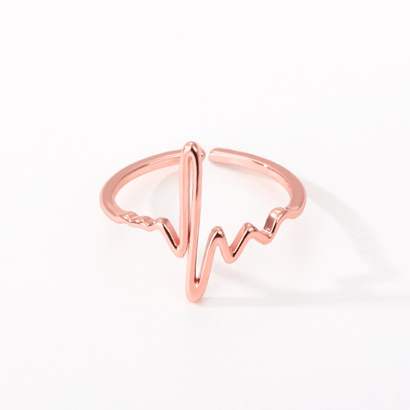 Stainless Steel Wave Rings For Women Gold Color ECG Ring Wedding Ring 2023 Jewelry Anillos Mujer Christmas Gift