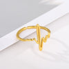 Stainless Steel Wave Rings For Women Gold Color ECG Ring Wedding Ring 2023 Jewelry Anillos Mujer Christmas Gift