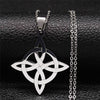 Stainless Steel Witchcraft Witch's Knot Geometry Long Chain Necklace for Men/Women Silver Color Jewelry bijoux femme N4273S02