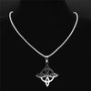 Stainless Steel Witchcraft Witch's Knot Geometry Long Chain Necklace for Men/Women Silver Color Jewelry bijoux femme N4273S02