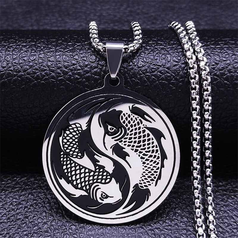 Stainless Steel Yin Yang Gossip Sun Moon Necklaces Chain for Women/Men Silver Color Necklaces Jewelry chaine collier N3624S02
