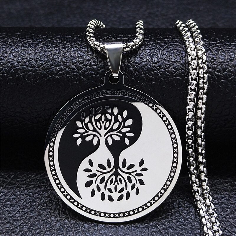 Stainless Steel Yin Yang Gossip Sun Moon Necklaces Chain for Women/Men Silver Color Necklaces Jewelry chaine collier N3624S02