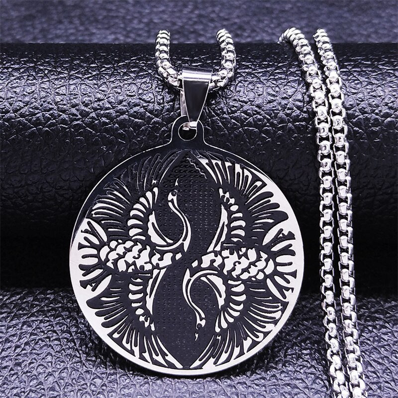 Stainless Steel Yin Yang Gossip Sun Moon Necklaces Chain for Women/Men Silver Color Necklaces Jewelry chaine collier N3624S02