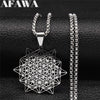 Stainless Steel Yoga Flower of Life Chain Necklaces for Women Silver Color Choker Necklace Jewelry acier inoxydable N1191S02