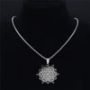 Stainless Steel Yoga Flower of Life Chain Necklaces for Women Silver Color Choker Necklace Jewelry acier inoxydable N1191S02