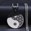Stainless Steel Yoga Flower of Life Necklaces Pendants for Women/Men Long Gold Color Necklace Jewelry collier ras de cou N734S02