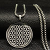 Stainless Steel Yoga Flower of Life Necklaces Pendants for Women/Men Long Gold Color Necklace Jewelry collier ras de cou N734S02