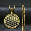 Stainless Steel Yoga Flower of Life Necklaces Pendants for Women/Men Long Gold Color Necklace Jewelry collier ras de cou N734S02