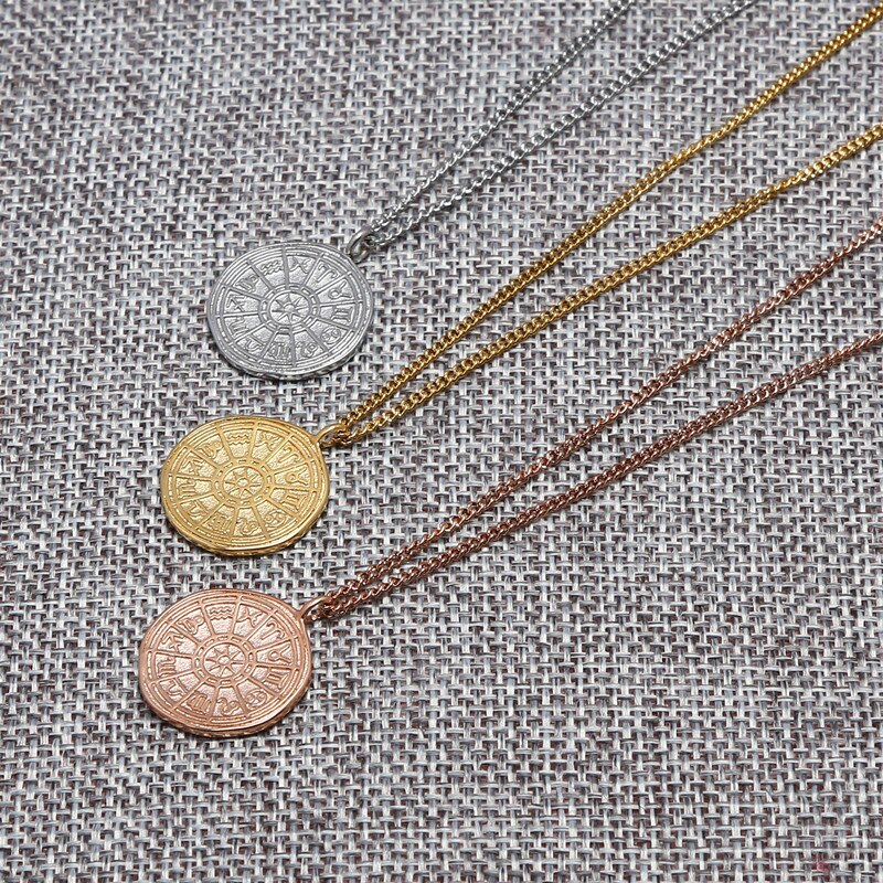 Stainless Steel Zodiac Sign Pendant Necklace twelve constellations Jewelry  as Mother's Day Gift