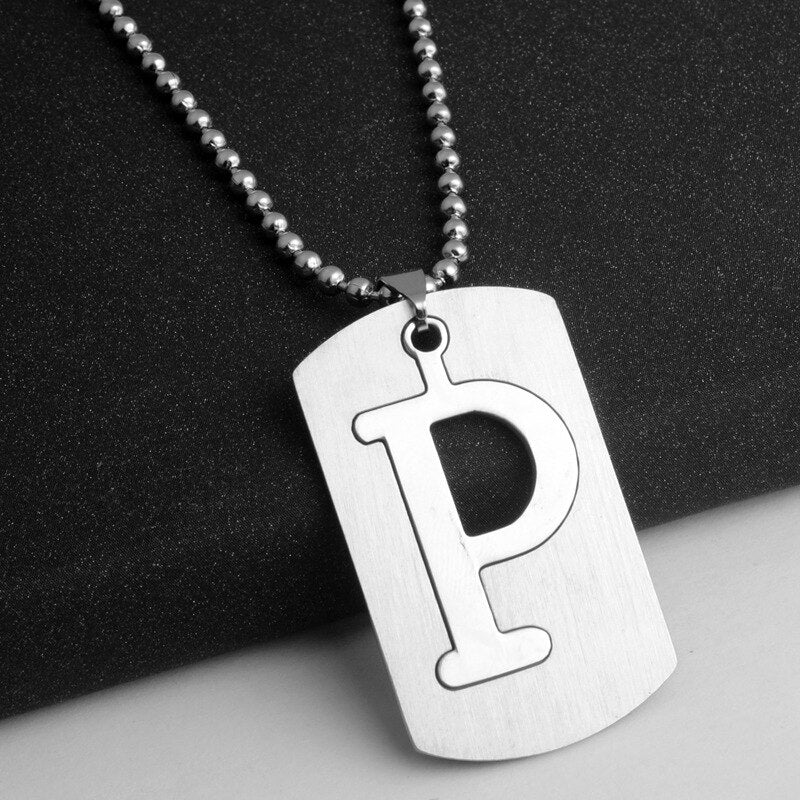 Stainless steel 26 English alphabet P name sign necklace initial letter symbol detachable double layer text necklace jewelry