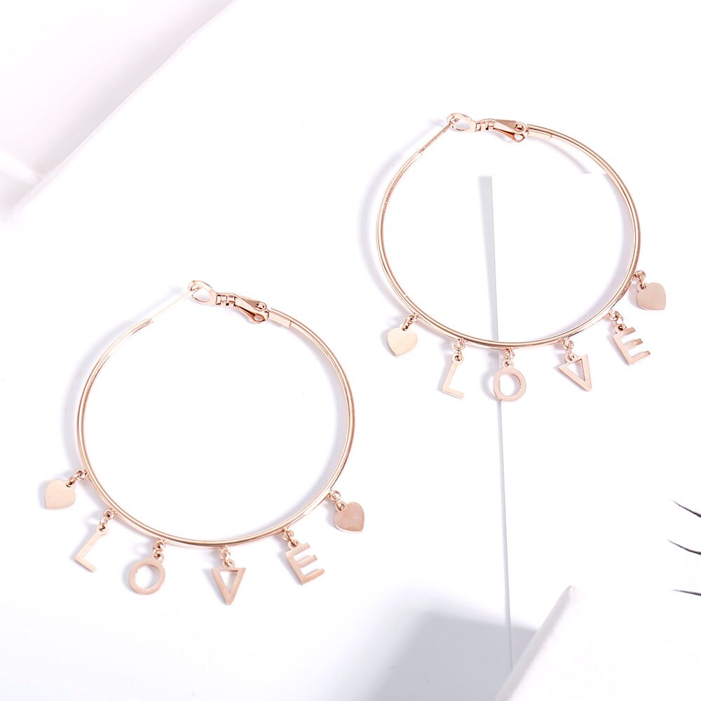 Stainless steel Hoop Earring Heart Letters LOVE oversized Earings For Women’s Anniversary Wedding Gift Jewelry 2022
