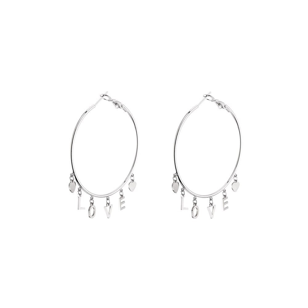 Stainless steel Hoop Earring Heart Letters LOVE oversized Earings For Women’s Anniversary Wedding Gift Jewelry 2022