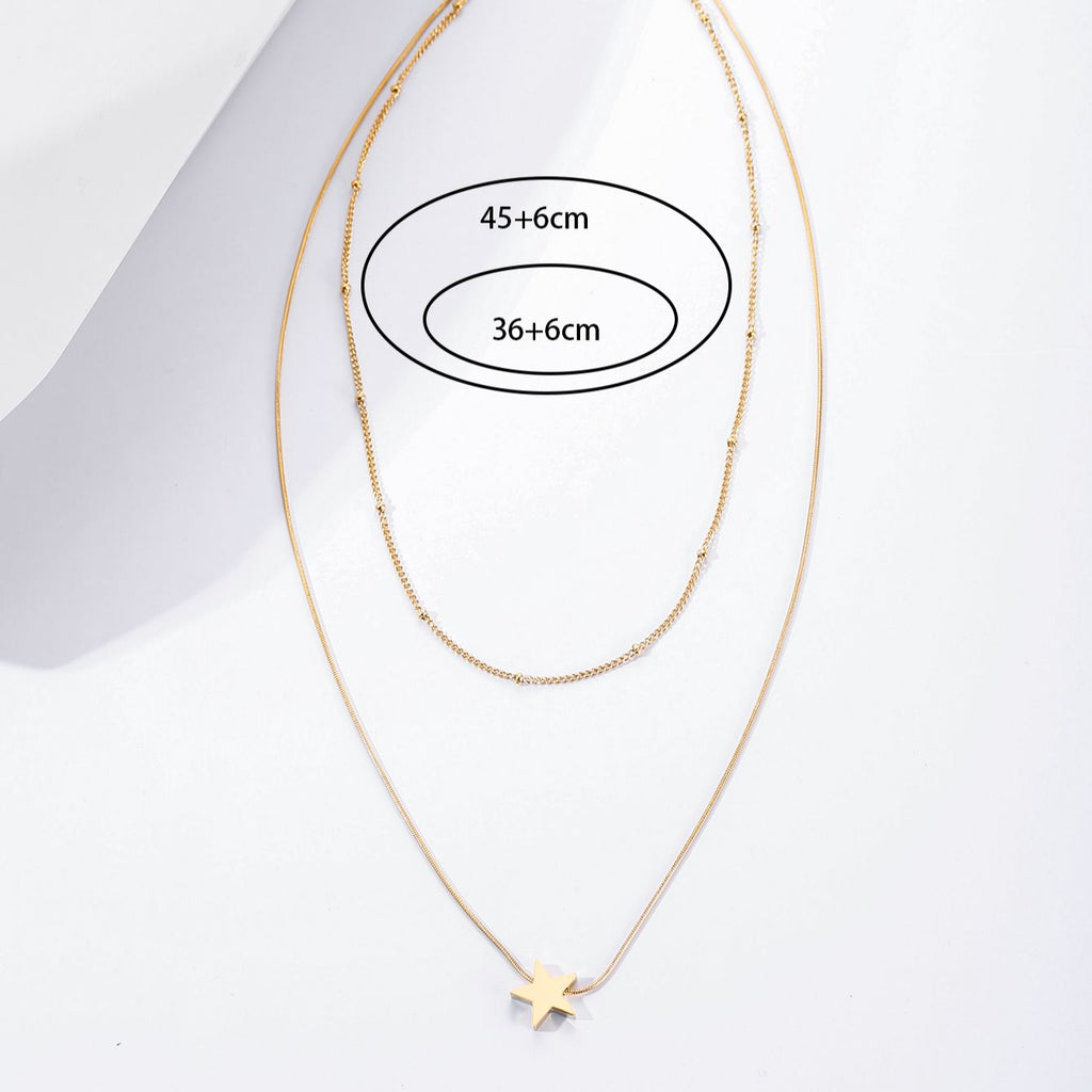 Stainless steel Star Pendant Gold Color Necklace Simple Sparkling Clavicle Chain Women Wedding Jewelry Party Gifts