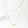 Stainless steel Star Pendant Gold Color Necklace Simple Sparkling Clavicle Chain Women Wedding Jewelry Party Gifts