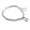 Stainless steel beaded elastic bracelet woman and man couple bracelet with lock charm heart-shaped bracelet Uno de 50 jewelry
