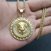 Stainless steel flame patterned lion head pendant necklace