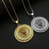 Stainless steel flame patterned lion head pendant necklace