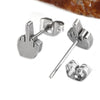 Stainless steel jewelry earrings European and American personality earrings Middle finger finger stud earrings men's earrings