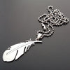 Stainless steel peacock feathers fallen angel wings feather necklace plant long leaves for ladies wedding charm pendant jewelry
