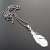 Stainless steel peacock feathers fallen angel wings feather necklace plant long leaves for ladies wedding charm pendant jewelry