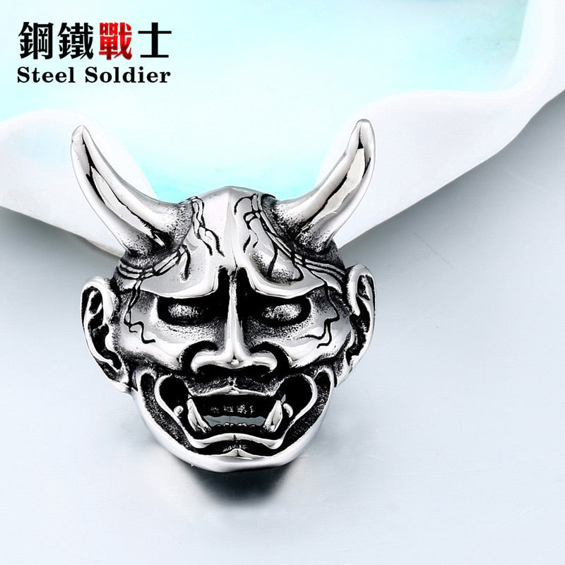 Stainless steel popular for Japan Evil Oni Noh Hannya ghost Pendant Necklace bag Connector Charm Chain for Halloween gift