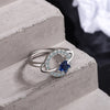 Star Adjustable Crystal Rings For Women 925 Stamp Silver Color Aesthetic Wedding Bride Jewelry Accessories
