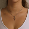 Star Cross Pendant Necklace Compass Silvery Punk Goth Y2k Egirl Choker Chain Neck Jewelry Hip Pop Accessories