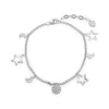 Star Moon Crescent Ball CZ 925 Sterling Silver Bracelet